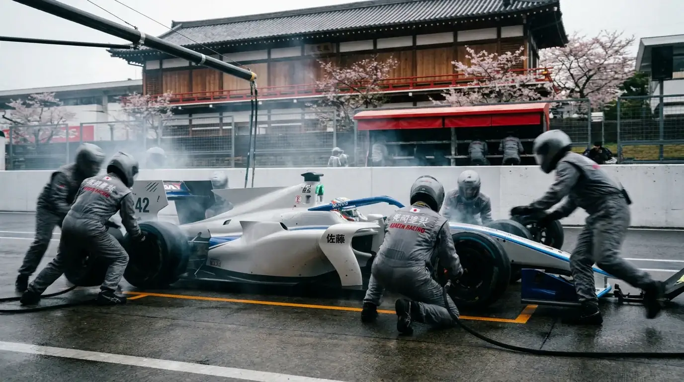 F1 пит стоп в японското Гран При с механици