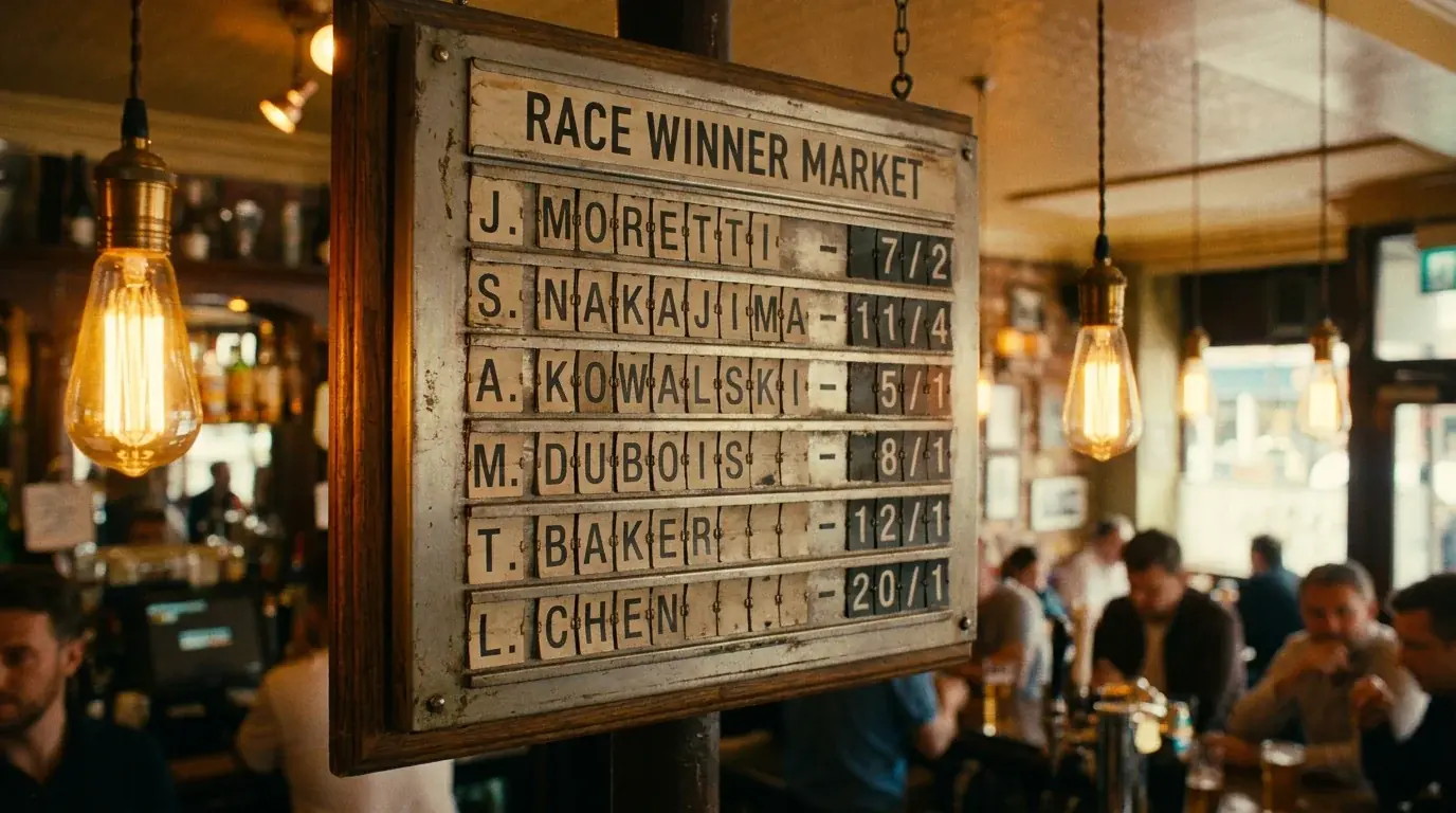 Табло с коефициенти за race winner пазар