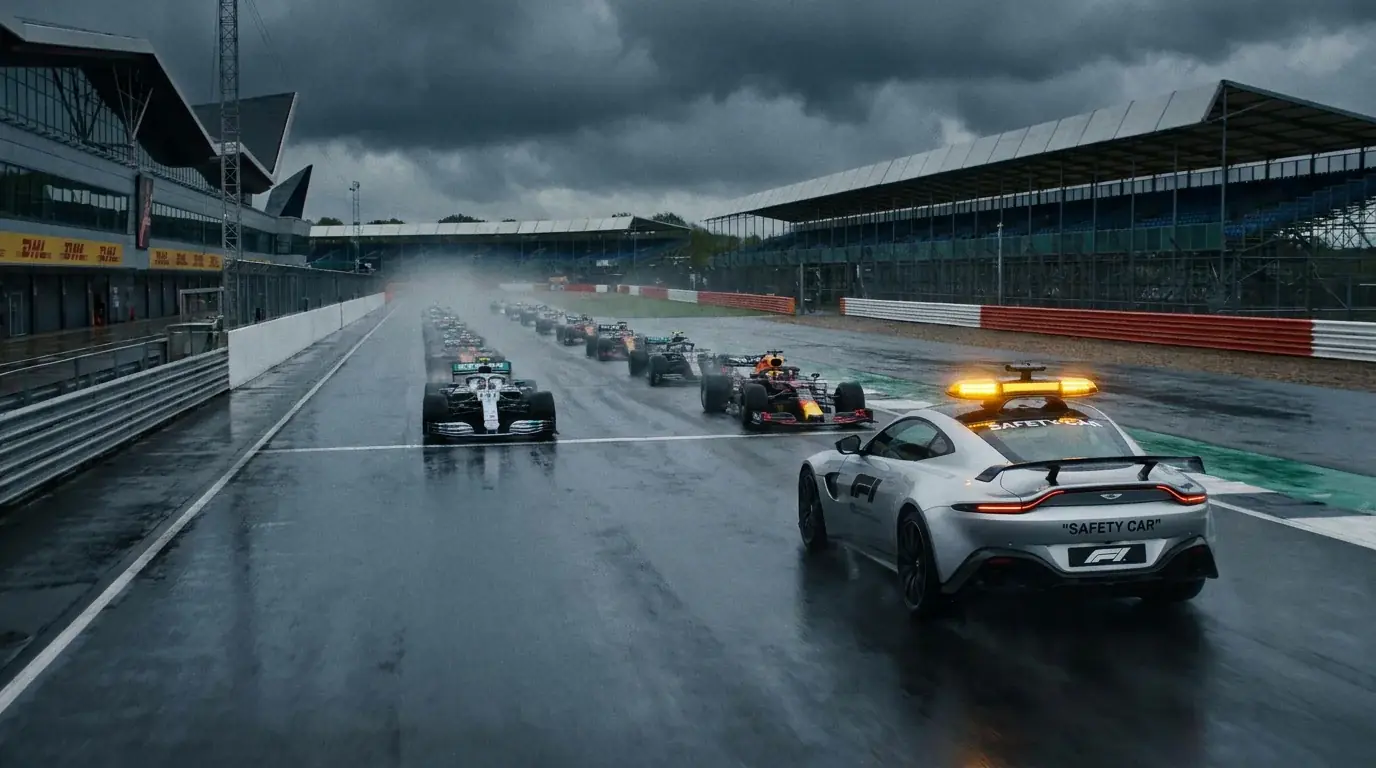 F1 safety car води групата в неутрализирано състезание
