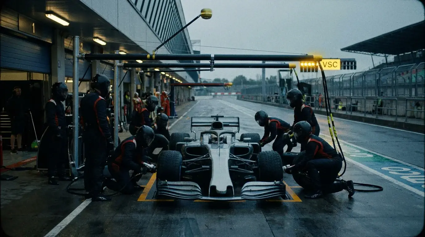 F1 стратегически пит стоп по време на virtual safety car