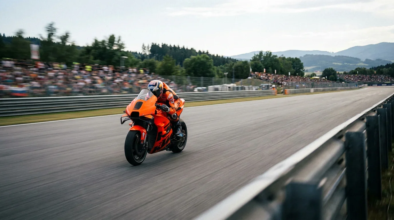 KTM MotoGP ездач на права при състезателен темп