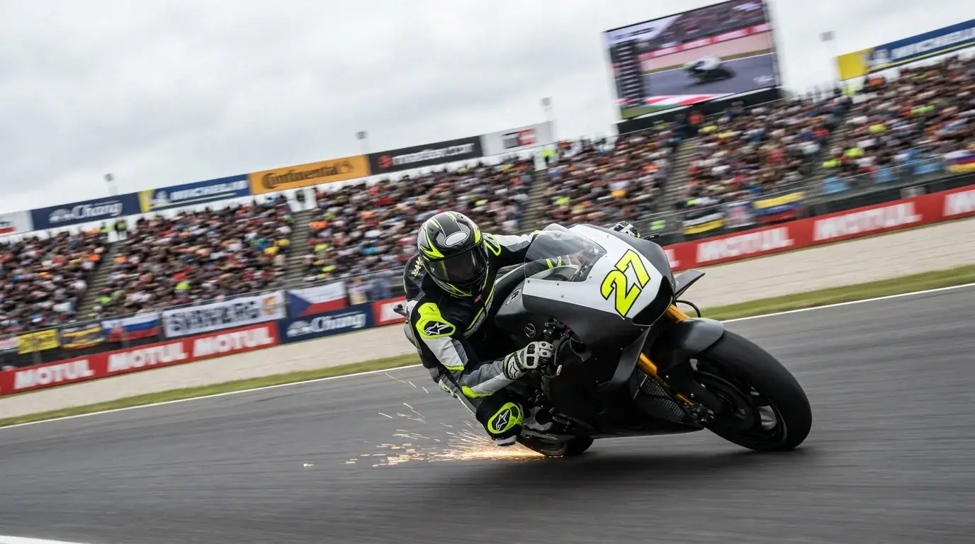 MotoGP ездач в бърза обиколка през състезание