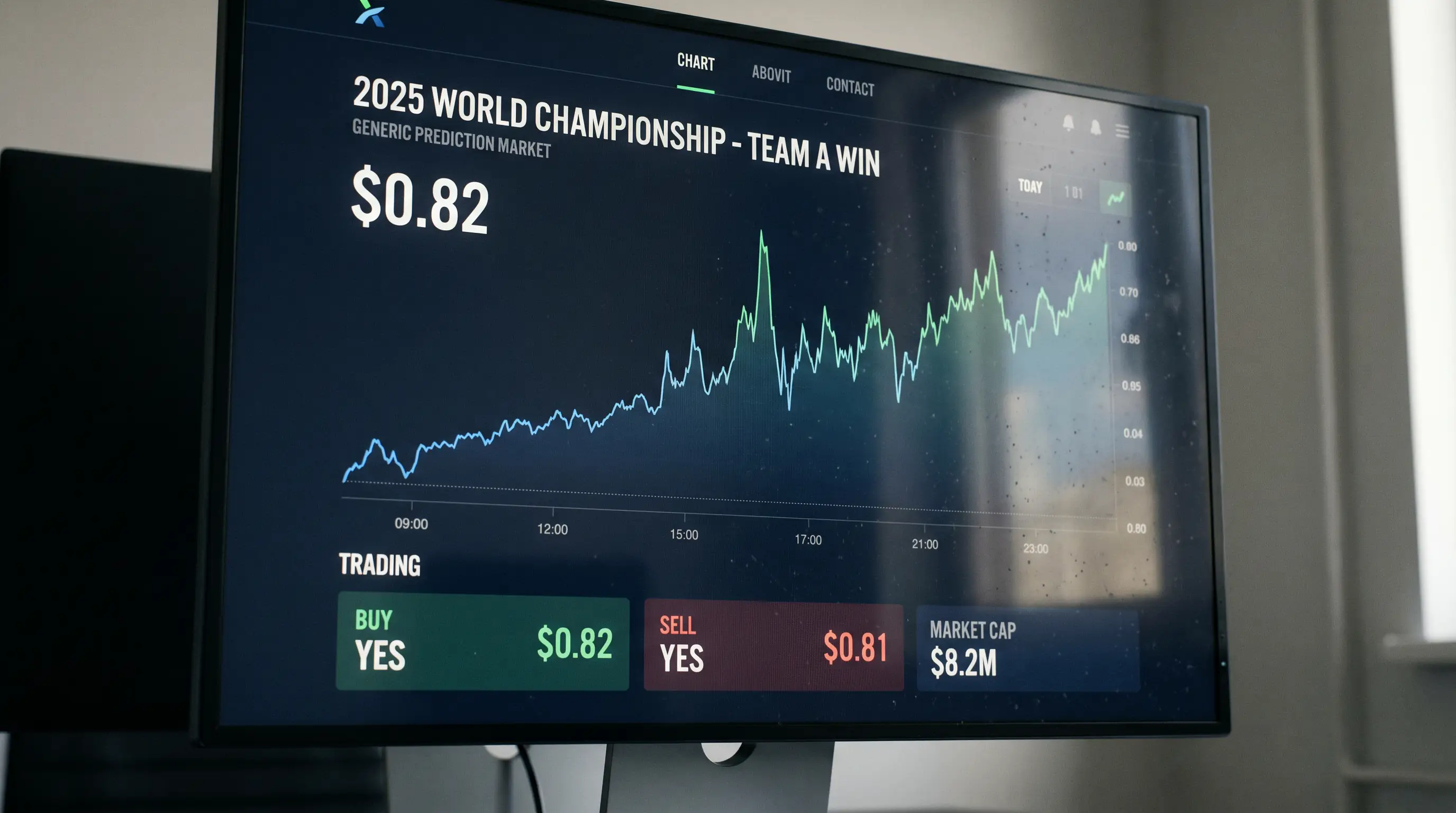 Екран на prediction market с търговия по F1 шампион
