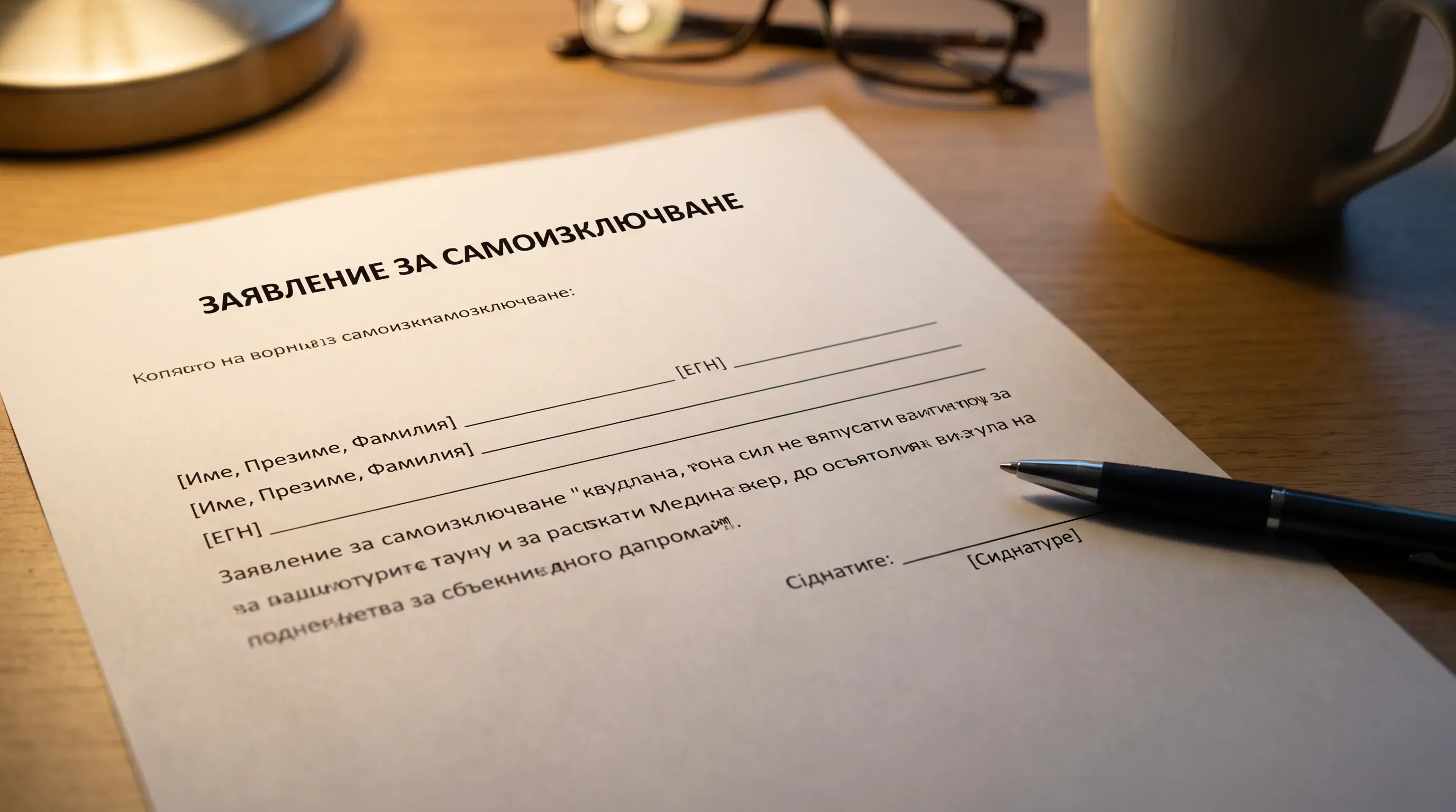 Формуляр за самоизключване от хазартна дейност